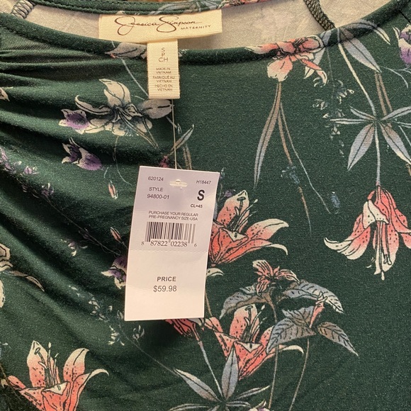 Jessica Simpson Forest Green Floral Maternity Dress - Picture 3 of 5